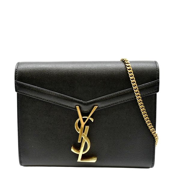 Saint Laurent Handbags - YVES SAINT LAURENT Cassandra Grain De Poudre Embossed Crossbody Bag Black